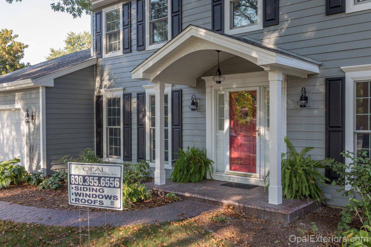 Colonial style home with portico in Naperville