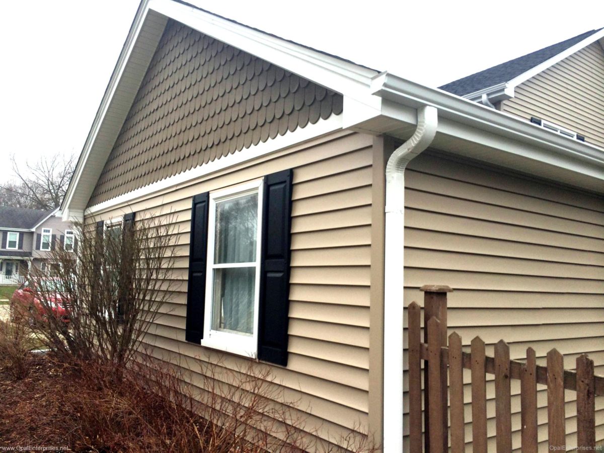 Scalloped siding accents this exterior remodel in Naperville Opal