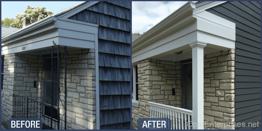 Before and After of porch renovation