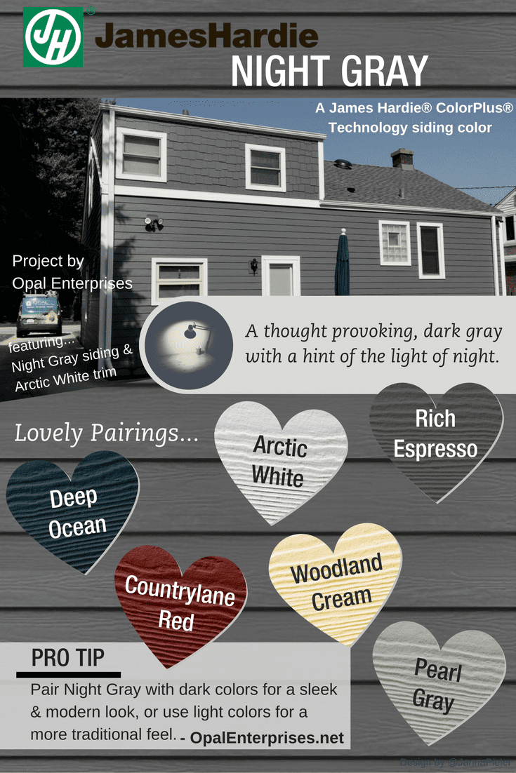 Learn more about James Hardie Night Gray siding.