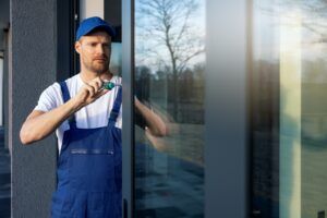 A man installing patio doors. You can determine if French or sliding patio doors are right for your home with our team.